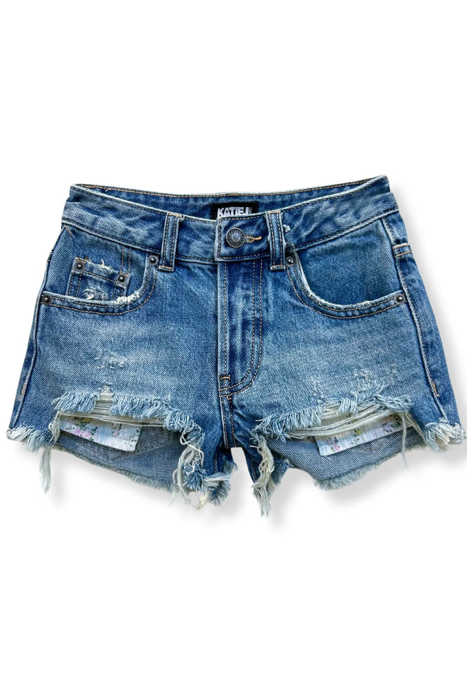 Katie J Malibu Denim Short with Floral Pockets