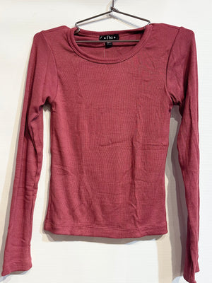 Pink Ribbed Long Sleeve Top