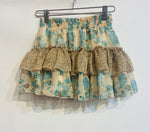Tan & Blue Chiffon Printed Skirt