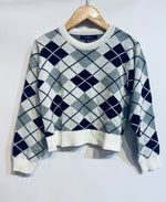 Grey, Black & White Argyle Sweater