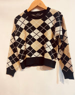 Black, Tan & White Argyle Sweater