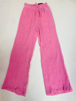 Pink Gauze Tie-waist Pants