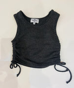 Charcoal Wave Ribbed Side Tie Tank