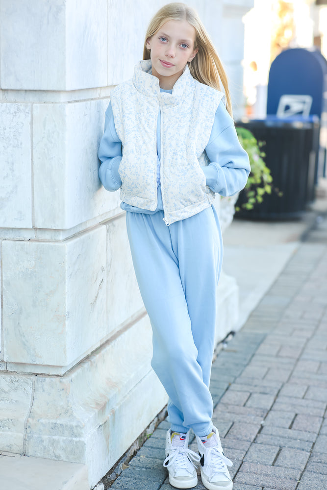 Katie J NYC Glacier Bloom Snowy Corduroy Puffer Vest