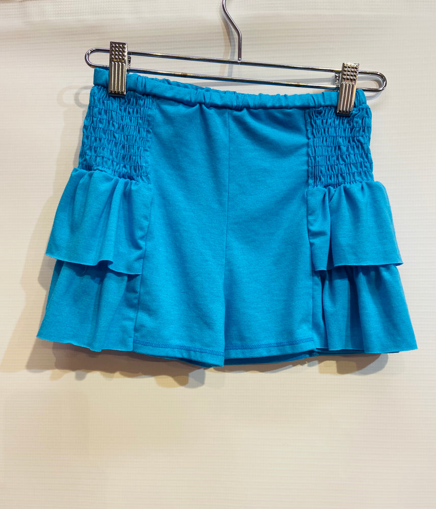 Neon Turquoise Smock Sidewaist Ruffle Short