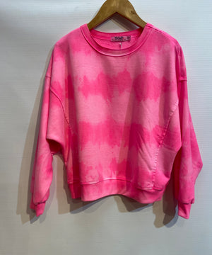 T2 Love Neon Pink Tie Dye Sweatshirt Top