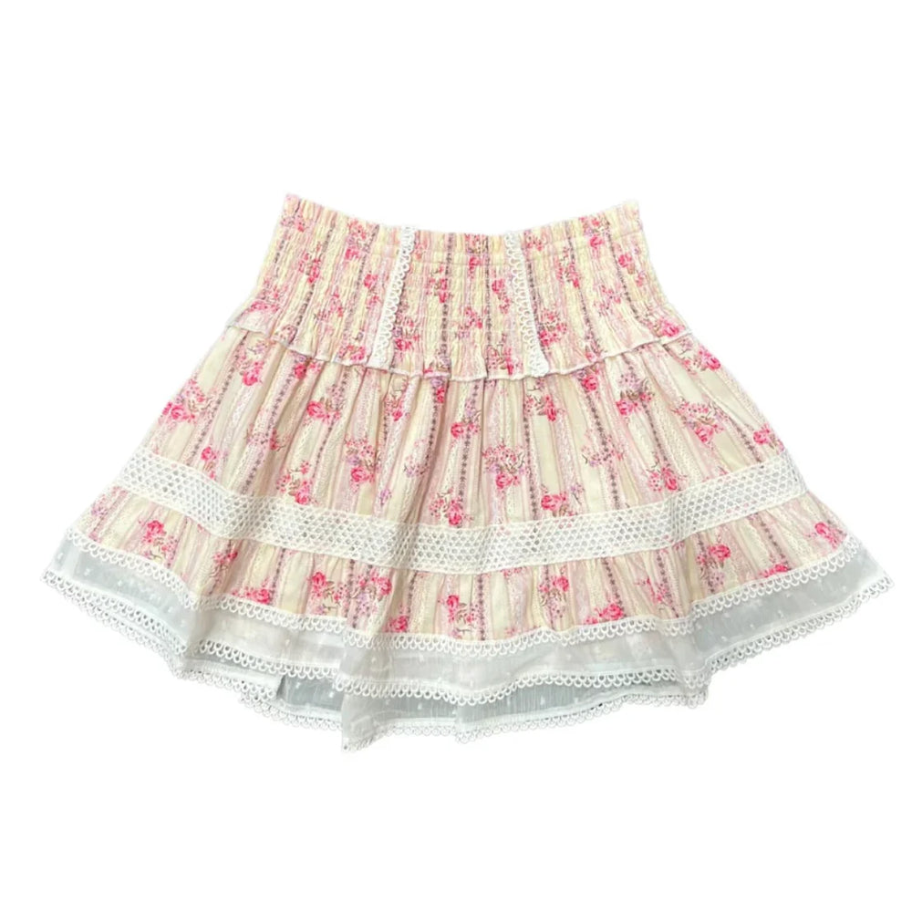 Lara Shabby Floral Stripe Skirt