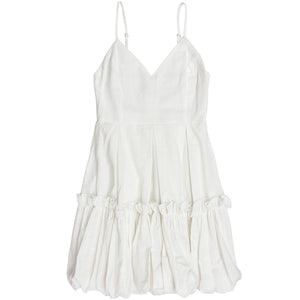 White Linen Tiered Ruffle Dress