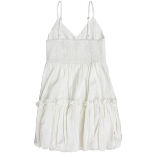 White Linen Tiered Ruffle Dress