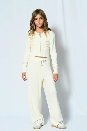 Katie J NYC Ivory Lotus Hacci Pant