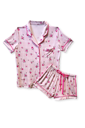 Lynn Pink Rosebud Plaid Lounge Set