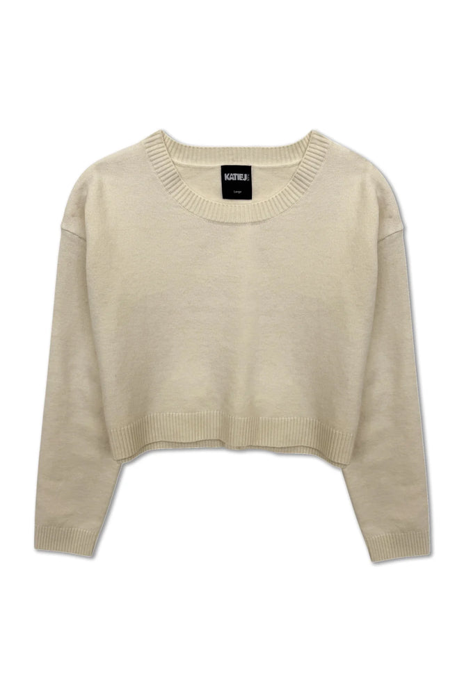 Katie J NYC Cream Crop Crew Marlena Sweater