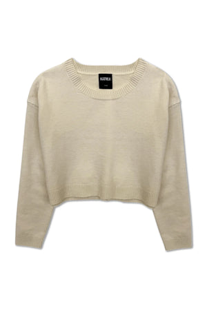 Katie J NYC Cream Crop Crew Marlena Sweater