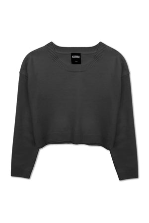 Katie J NYC Black Crop Crew Marlena Sweater