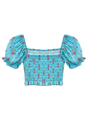 Turquoise Floral Marlee Top