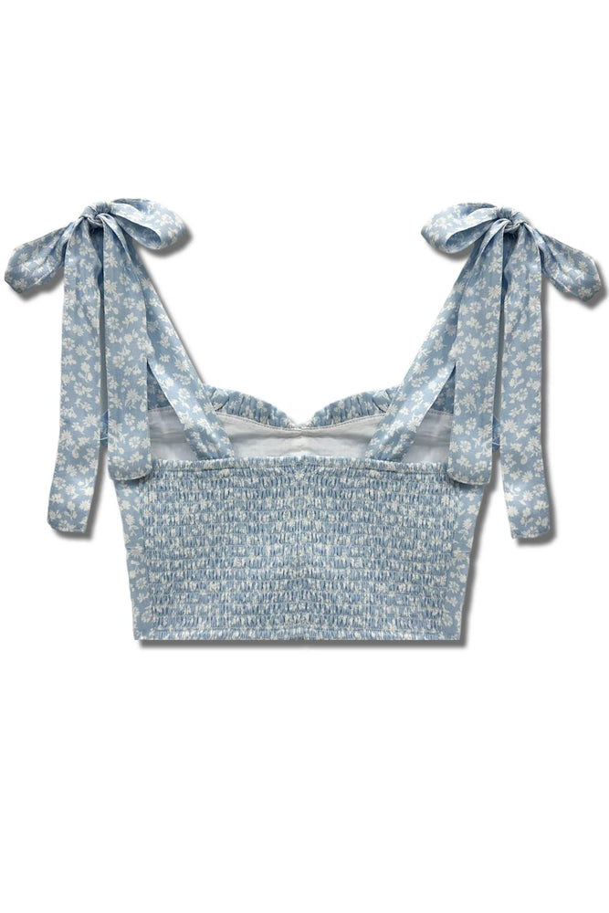 Light Blue Ditsy Floral Mason Top