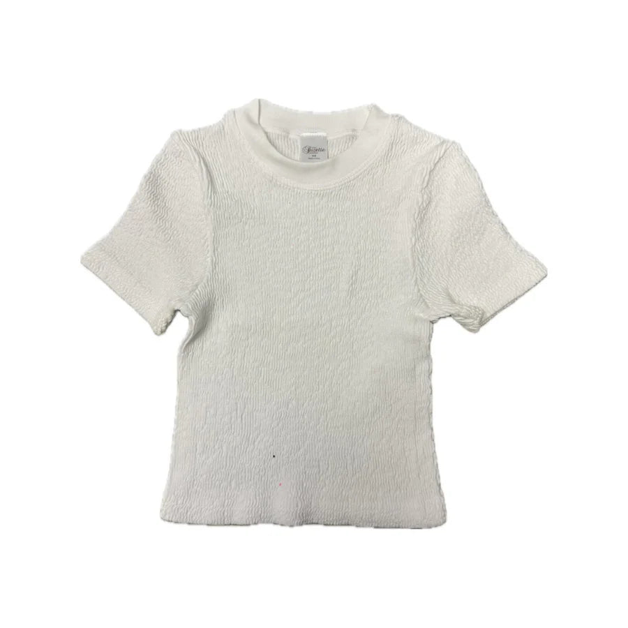 White Short Sleeve Smocking Tank