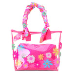 Puffy Flowers Clear Tote & Cosmetic Bag