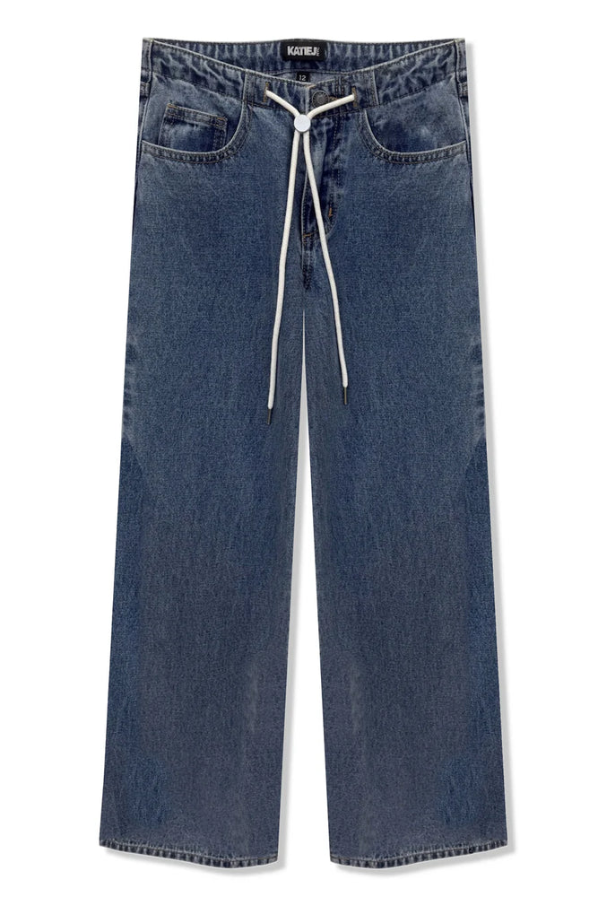 Katie J NYC Tribeca Medium Wash Wideleg Jeans