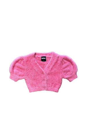 Tart Raspberry Mara Puff Short Sleeve Cardigan