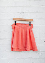 Coral Sun Smocked Waist Flutter Skirt
