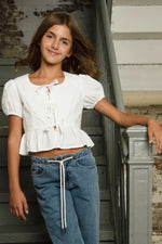 Katie J NYC White Wells Peplum Top