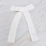 Preppy Yarn Bow White Hair Clip