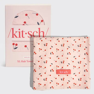 XL Cherry Print Hair Towel Wrap