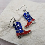 Western Cowgirl Patriotic Boot Earrings