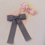 Pink & Black Gingham Scallop Edge Bow Hair Clip