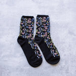 Black Floral Romantic Socks