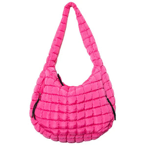 Hot Pink Oversized Puffer Tote Bag