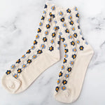 Blue Retro Flower Socks