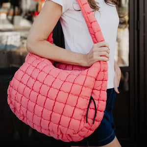 Coral Oversized Puffer Tote Bag