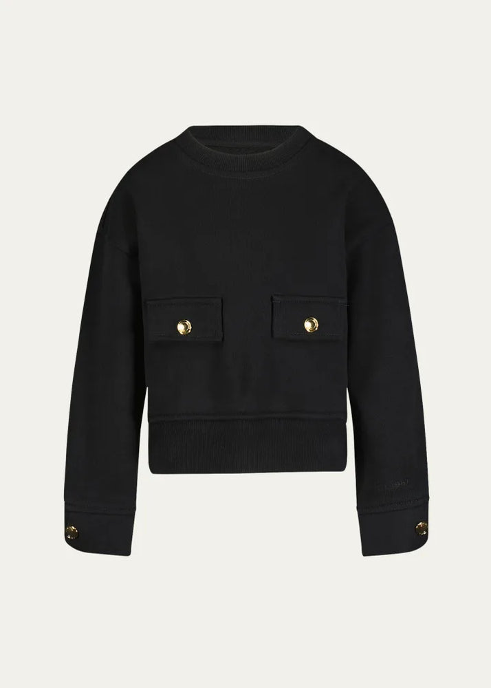 Edie Black Studded Crop Sweatshirt