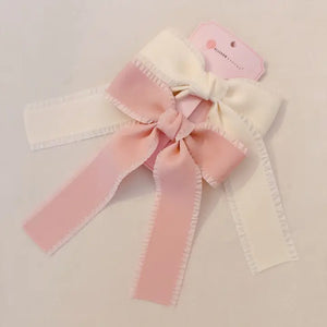 Ivory & Pink Lovely Edges Bow Hair Clip Set