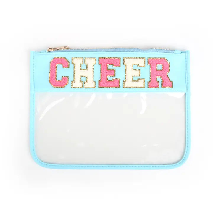 Cheer Letter Patch Clear Zippered Pouch