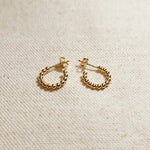 13mm Gold Beaded C-Hoop Earrings