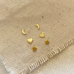 18K Gold Filled Stars Moon & Heart    Stud Set