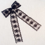 French Lace Sheer Bow Hair Clip Black