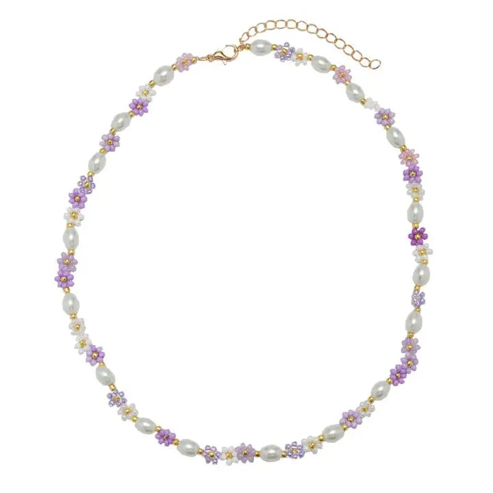 Flower Pearl Beaded Necklace