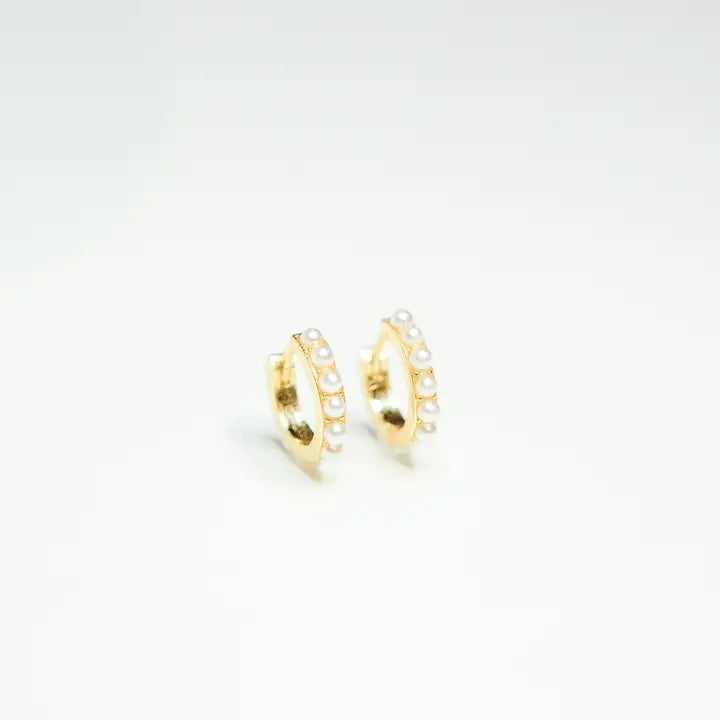 Dainty Pearl Huggie Earrings