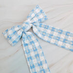 Daisy Picnic Gingham Bow Blue