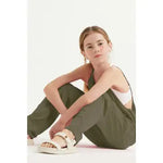 Olive Drop Crotch Sleeveless Jumpsuit