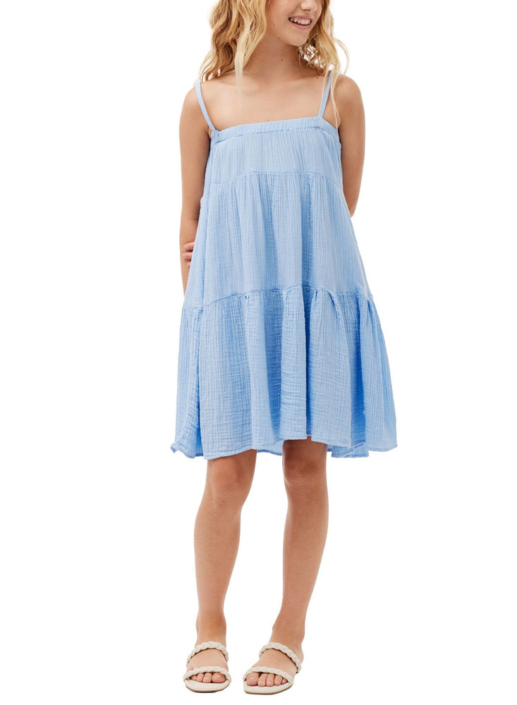 Pastel Blue Flowy Tiered Dress