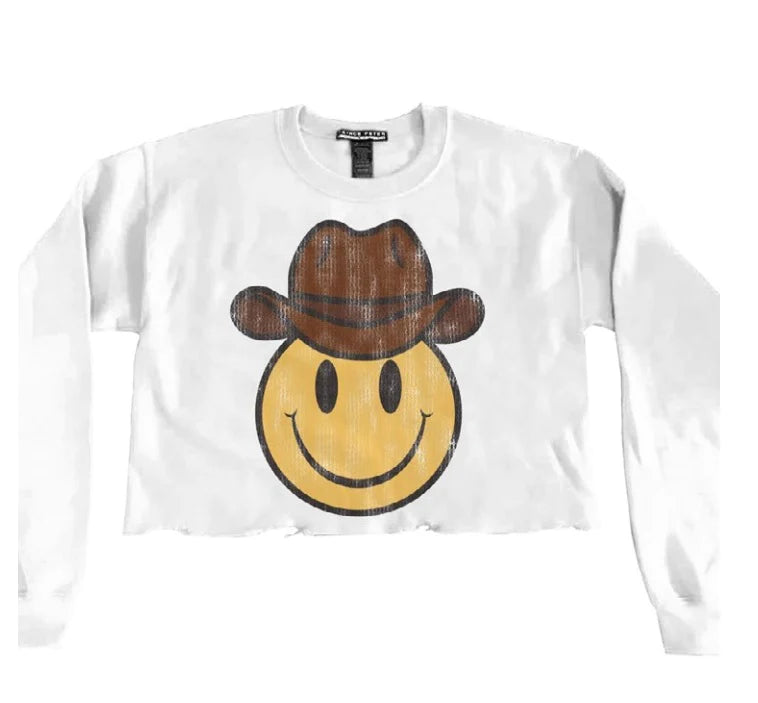 White Cowboy Crop Sweatshirt