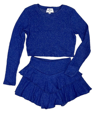 Royal Blue Rib Longsleeve Crop Top