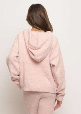 Petal Bloom Sherpa Drawstring Hoodie