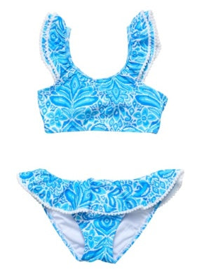 Santorini Blue Frill Crop Bikini