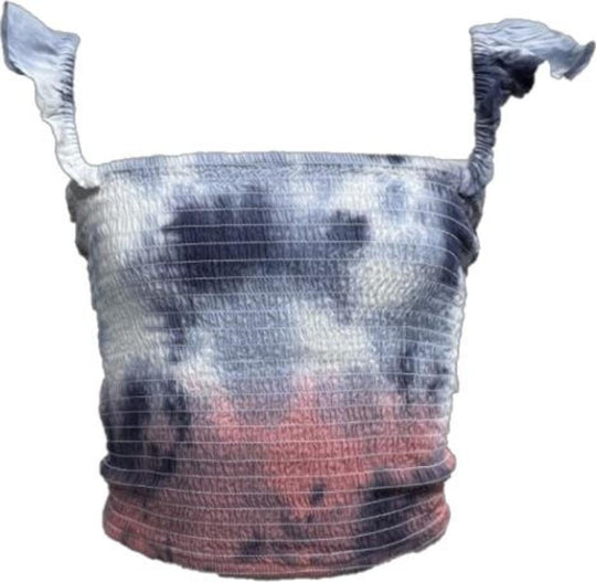 Marine Tie-Dye Smocked Ruffle Sleeve Top